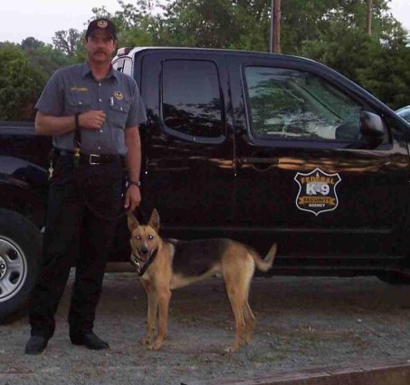 Don Gardener with Skarro of the Federal K-9 Security Agency, Arkansas